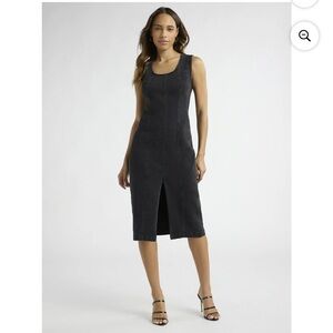 Sofia by Sofia Vergara Stretch Denim Black Midi Dress Size Large 12-14 NWT ❤️